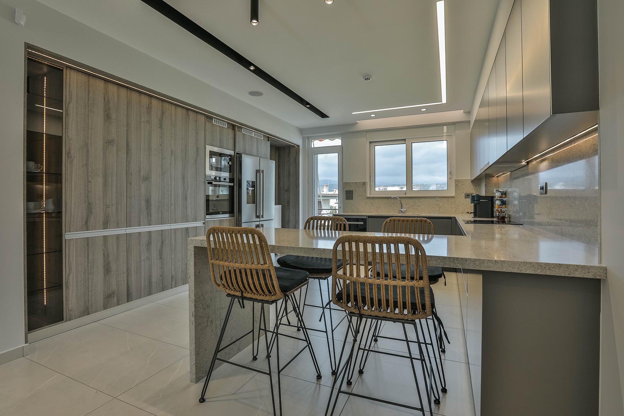 luxury apartment minimal neutral modern design kitchen