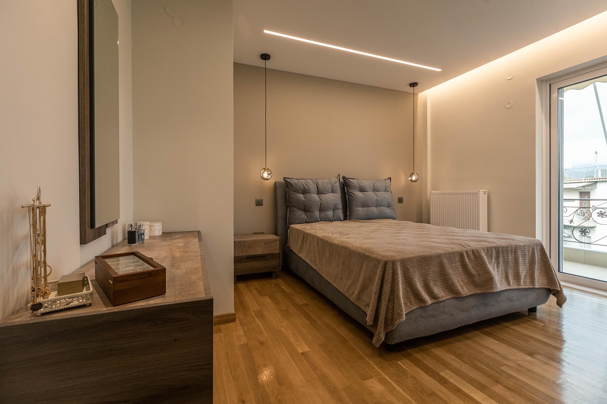 luxury apartment minimal neutral modern design bedroom