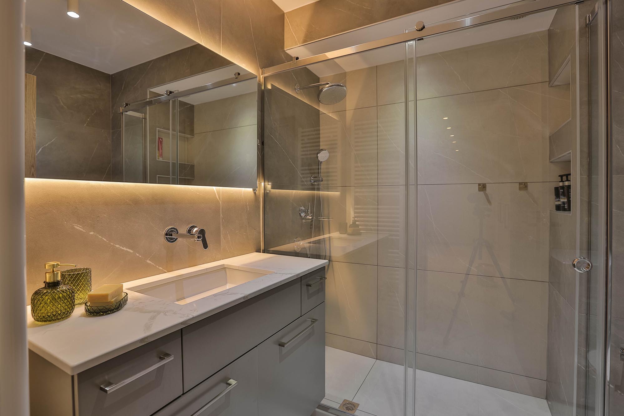 luxury apartment minimal neutral modern design bathroom