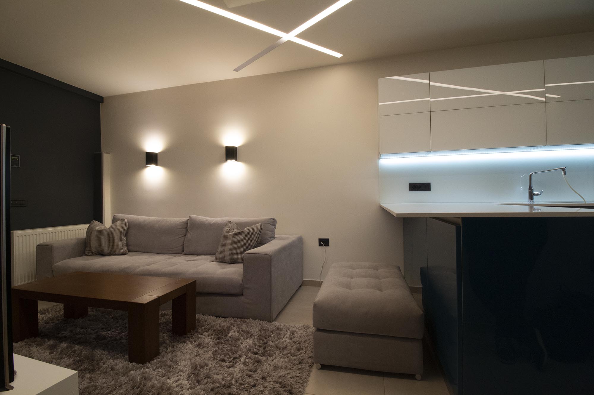 1980s apartment renovation modern minimal flat living room